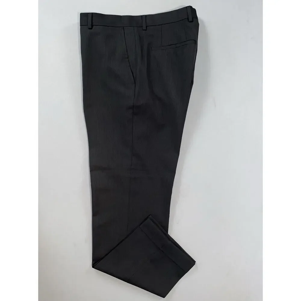 Hugo Boss Aeron/Hamen1 Flat Front Wool Dress Pants. Striped Sharkskin, 33X29.